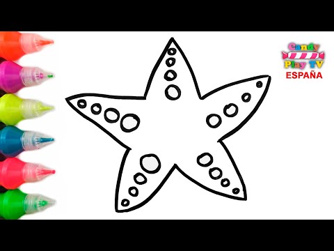 Como Dibujar y Pintar Estrella de Mar - Aprende Los Colores - Dibujos Para Niños