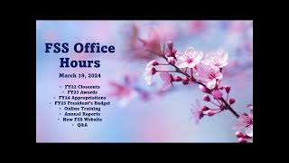 FSS Office Hours: March 19, 2024
