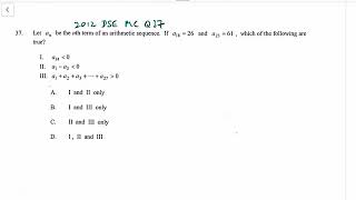 2012 Dse Maths P2 MC Q37(Arithmetic Sequence) | Lau_Sir_Maths English Version