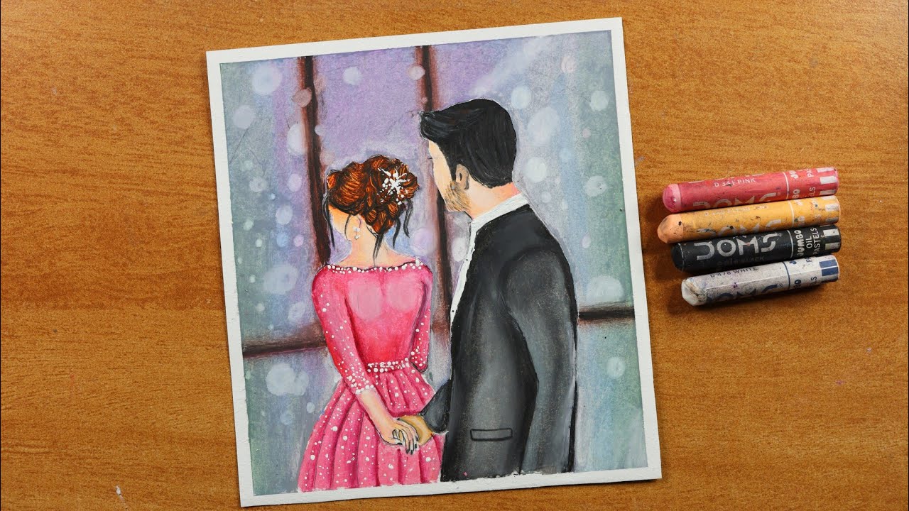 Cute Couple Drawing / Oil Pastel Couple Drawing / oil pastel painting