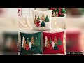 Embroidery Throw Pillow Cover Christmas Decoration Velvet Soft Christmas Tree Winter Farmhouse Home
