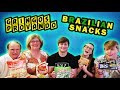 MINHA FAMÍLIA GRINGA PROVANDO "COMIDINHAS" BRASILEIRAS - BRAZILIAN SNACKS