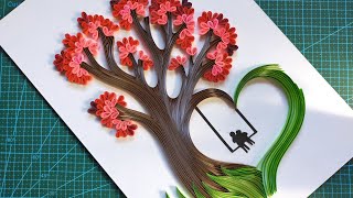 картинка: Бумажный квиллинг | Как сделать бумажное дерево в технике квиллинга | Урок | #квиллинг #квиллингд...