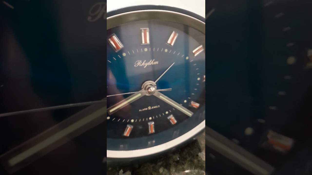 Vintage Alarm Clock Rhythm Japan Space Age 1970s Wind Up Metallic