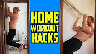 Use house hold items to hit biceps, back, chest, triceps and abs!
bedsheet in a door | inverted rows, face pulls pull-ups table 21's ...
