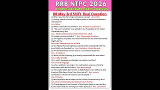 RRB NTPC UG  Exam Analysis 2026 | 08 May 3rd shift Analysis | NTPC UG  Exam review &amp; Paper Solution