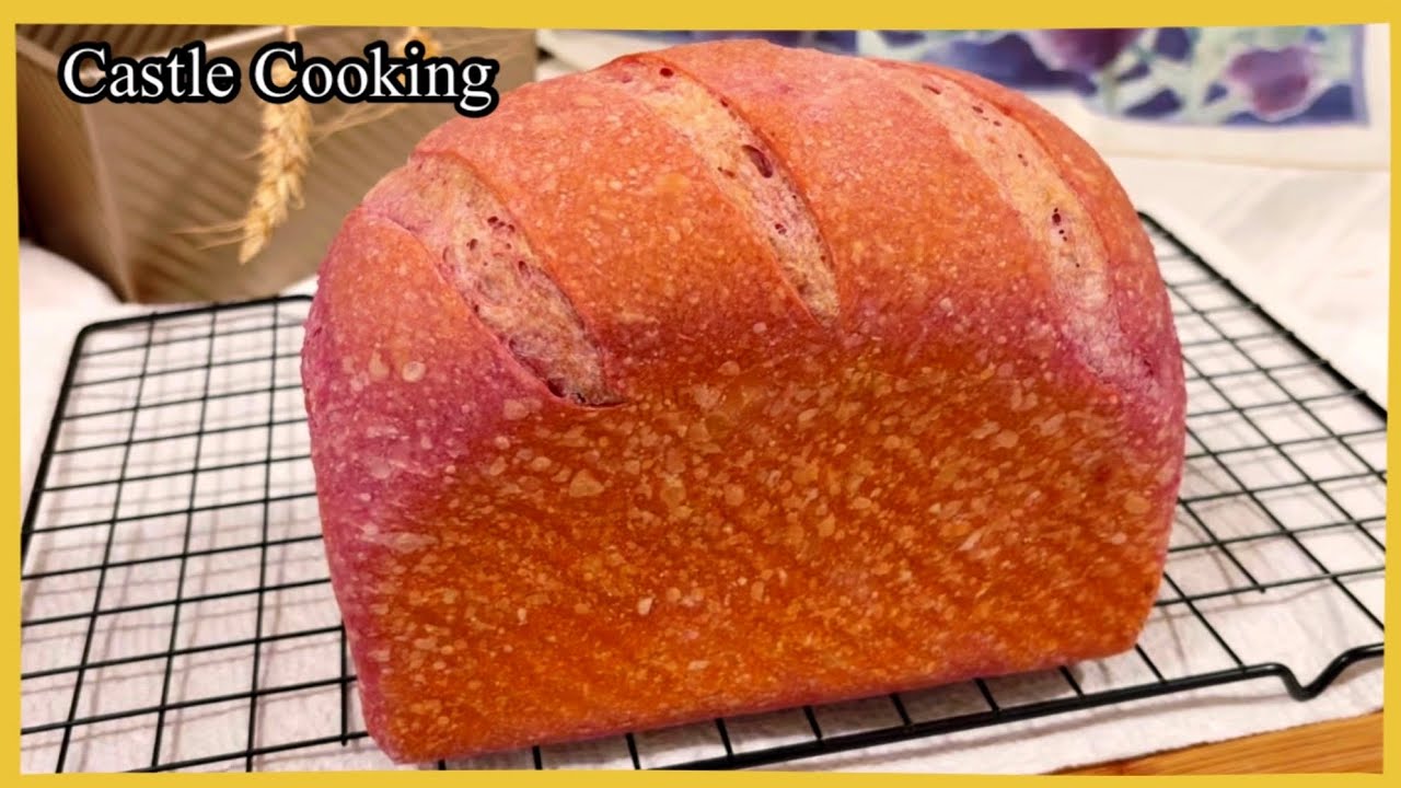 Purple Sweet Potato Sourdough Bread / No Knead Sandwich Bread 자색 고구마 천연발효 샌드위치빵