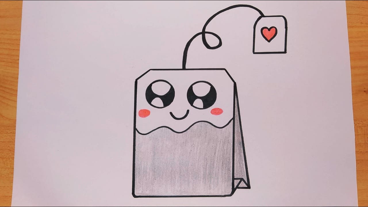رسم سهل/رسم كيس شاي كيوت/رسم للاطفال/Cute tea bag drawing YouTube