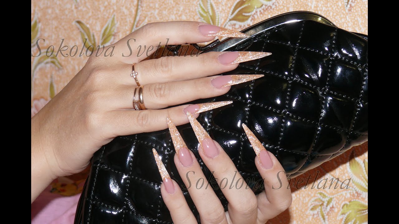 Наращивание ногтей: Стилеты гелем: Соколова Светлана. - YouTube