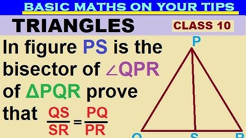 In figure PS is the bisector of ∠QPR of ΔPQR prove that QS/SR=PQ/PR #triangle #class10