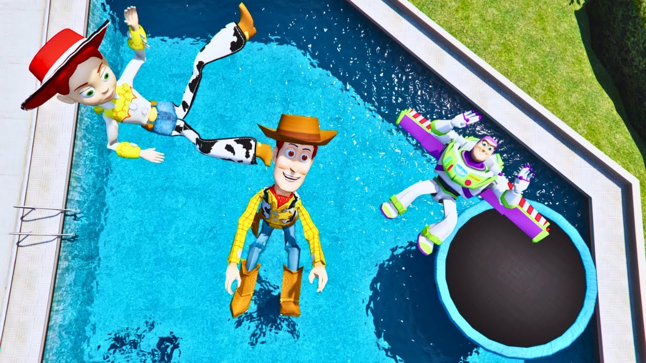 GTA 5 Buzz Lightyear VS Woody and Jessie Ragdolls and Fails [Toy Story]