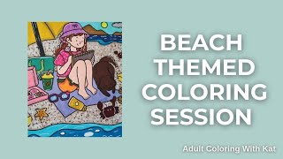Beach Themed Adult Coloring Book Pages - Completed!