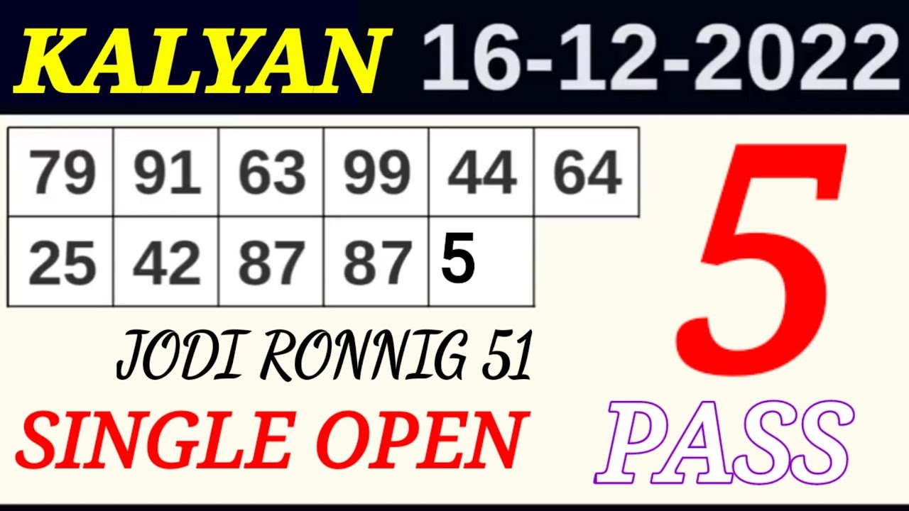 KALYAN DPBOSS Kalyan today 16122022 Kalyan chart Trick today