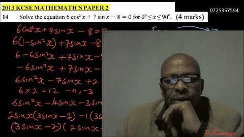 2013 KCSE MATHEMATICS PAPER 2 QUESTION 14 ON TRIGONOMETRY