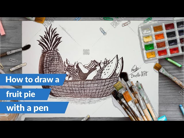How to draw a fruit pie with a pen | Dineth Nedusha | DINETH ART class=