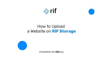 Webinar Series: How to upload a website on RIF Storage
