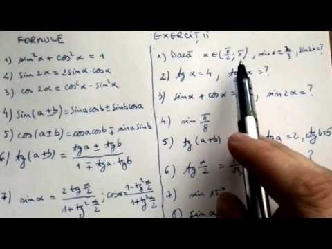 Trigonometrie Formule Trigonometrice Elementare Exercitii