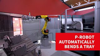 Salvagnini panel bender: P-Robot automatically bends a tray