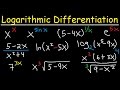 Logarithmic Differentiation of Exponential Functions