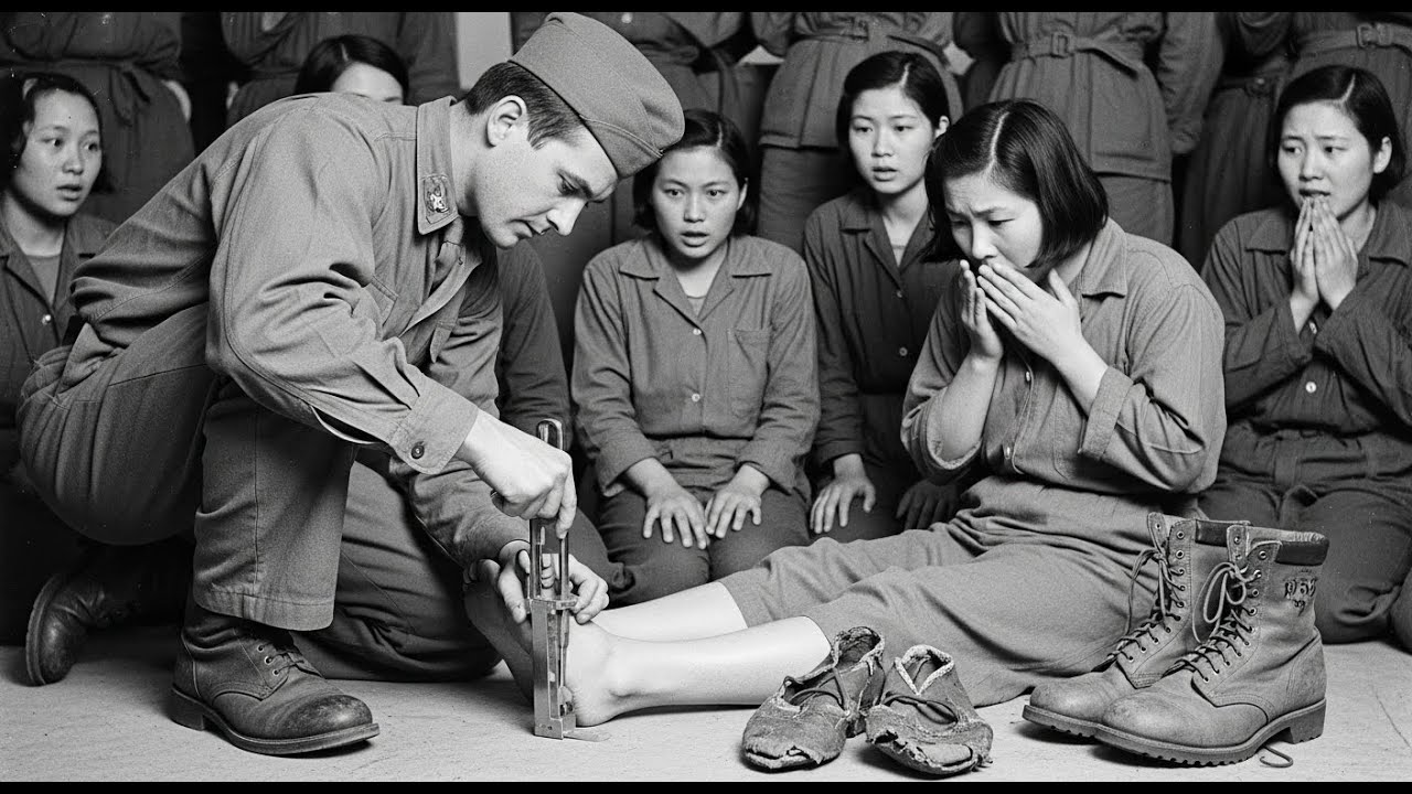 Японские женщины-военнопленные в стыде прятали порванные сапоги. Американские солдаты незаметно и...