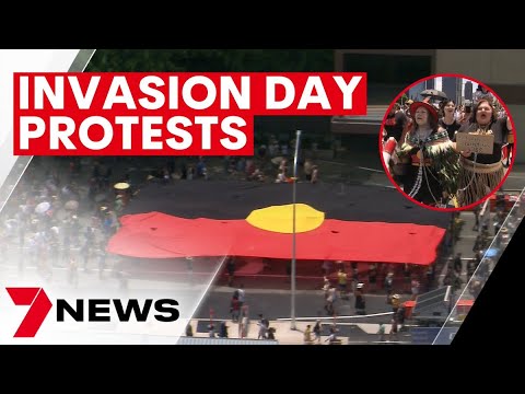 Protesters march through brisbane city to show their support for first nations people | 7news