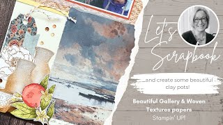 Stampin Up, Beautiful Gallery Suite, Woven Textures papers, Double page scrapbook lay-out