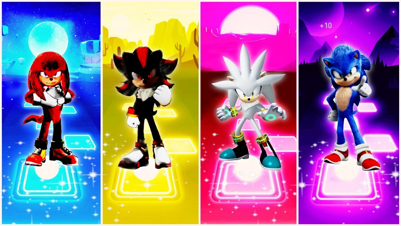 Knuckles 🆚 Shadow the Hedgehog 🆚 Silver the Hedgehog 🆚 Sonic the Hedgehog | Tiles Hop EDM Rush