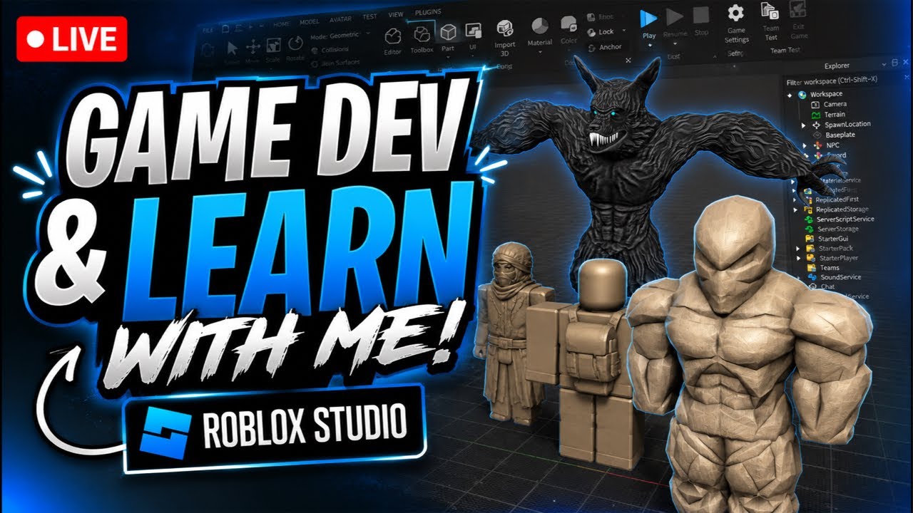 GAME DEV & LEARN WITH ME! 👨🏽‍💻-ROBLOX STUDIO-👨🏽‍💻 - YouTube