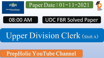 UDC FBR Solved Paper 01-11-2021 Shift A ||Upper Division Clerk Federal Board Of Revenue