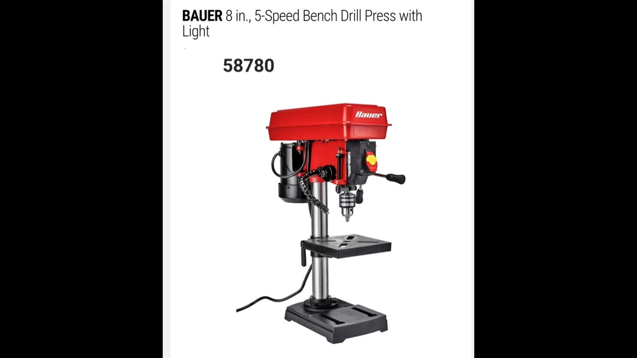 BAUER 8 in., 5-Speed Bench Drill Press with Light 58780 Owners Manual