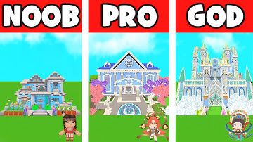 Mini World:God Creat Super Luxurious Blue Castle Noob vs Pro vs God/Animation