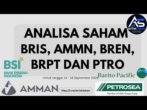 Analisa Saham BRIS, AMMN, BREN, BRPT DAN PTRO Untuk Tanggal 14 - 18 September 2026 @AnTekSaham