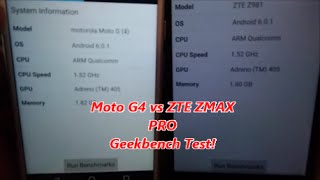Zte Zmax Pro Vs Moto G4 Geekbench 3 Battle