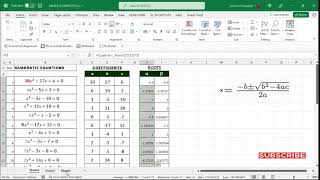 Using a Single Formula to Determine Quadratic Equation Roots | Using Lambda Function in Excel