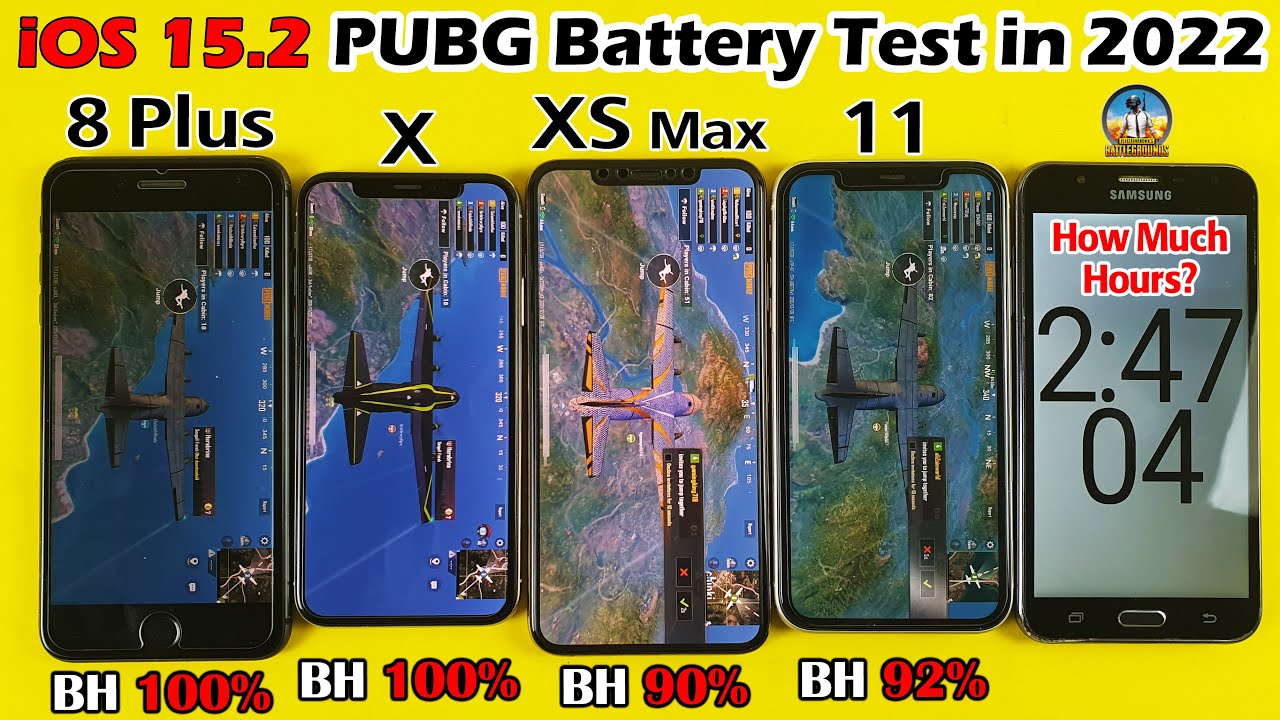 uitzending Weggegooid Vertrappen iOS 15.2 Battery Drain Test 2022 - 8 Plus vs iPhone X vs XS Max vs iPhone  11 PUBG BATTERY DRAIN TEST - YouTube