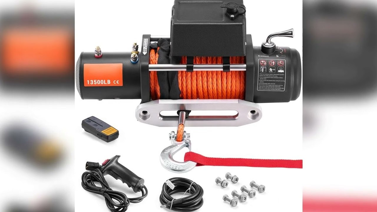 A must-have product! SucceBuy 13500lbs Electric Winch Car Truck Winch with 80ft Synthetic Rope Wir