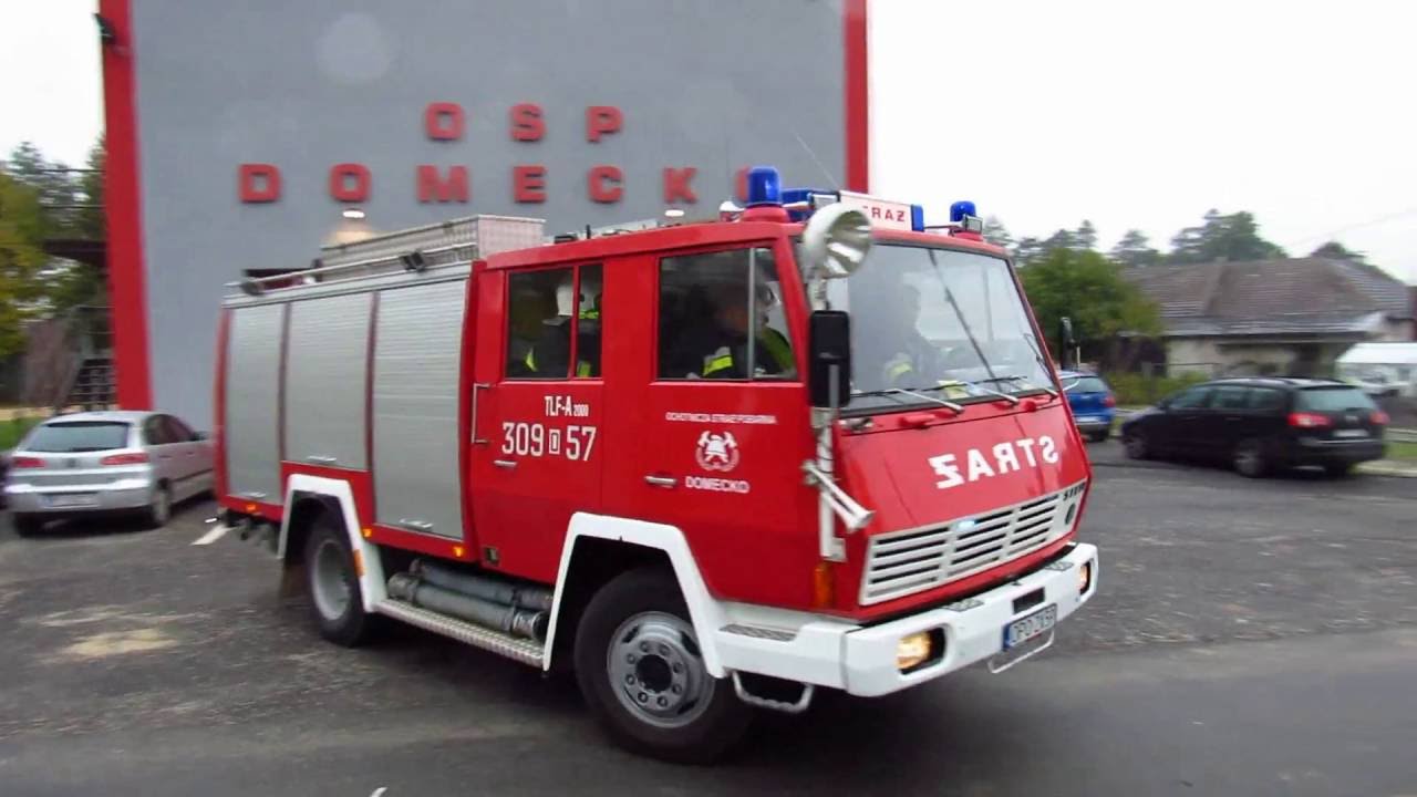 Syrena i wyjazd alarmowy OSP Domecko