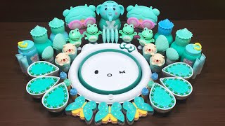 Teal Slime Mixing Makeup And Glitter Into Slime Satisfying Videos