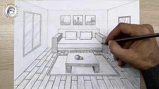 How to draw perspective table/طريقه رسم ترابيزه بمنظور من نقطتين