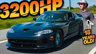 18 Year Old Drives 3200HP Viper on the Street “The 6 Second Kid” (542ci V10 with 88MM Turbos)