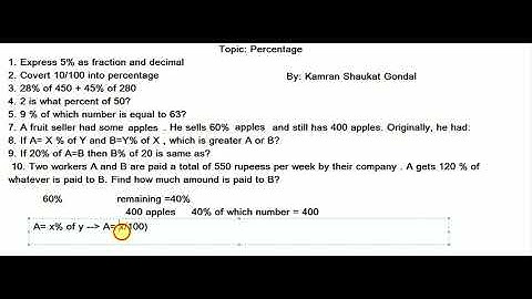 Maths (Percentage) Question of FPSC & PPSC- Video Lecture on Most Repeated Questions