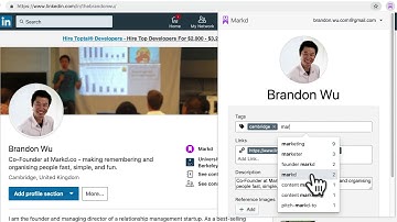 Tag suggestions on Markd Personal CRM - Browser Extension on Linkedin