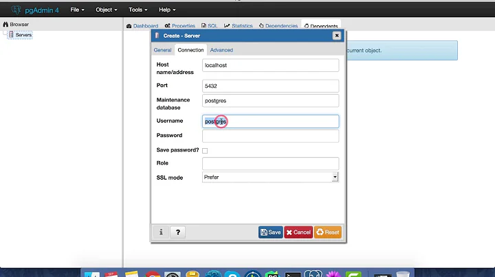 Creating a PostgreSQL database with pgAdmin and logging into it