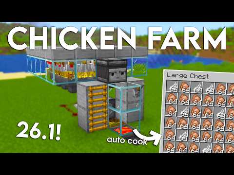 NEW UPDATED Minecraft 26.1 Chicken Farm Tutorial | 120 Cooked Chicken Per Hour