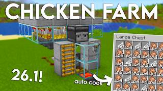 Celebrity NEW UPDATED Minecraft 26.1 Chicken Farm Tutorial | 120 Cooked Chicken Per Hour Wealth
