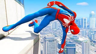 Spider-Man BEST JUMPS & CRAZY FALLS (GTA 5 Spiderman Funny Gameplay) #34