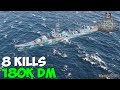 World of WarShips | Kitakaze | 8 KILLS | 180K Damage - Replay Gameplay 4K 60 fps