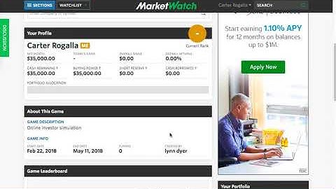 Joining MarketWatch Stock Game