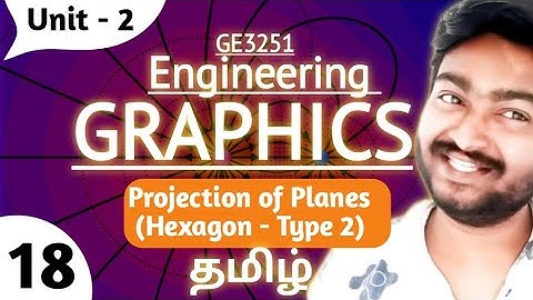 Hexagonal Lamina in Tamil Type 2 Projection of Planes in Tamil GE3251 Engineering Graphics in Tamil