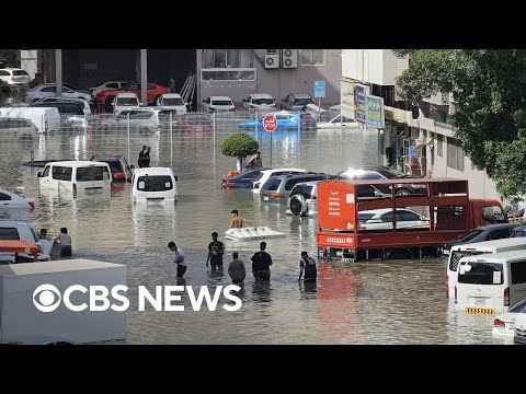 Videos show Dubai streets flooded after record rainfall inundates UAE